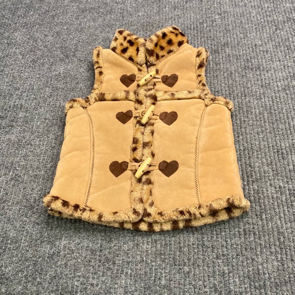 Nannette Faux Fur Cheetah Print Vest Girls Size 24 Months